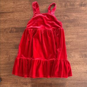 Cat & Jack red velour girls tiered sleeveless dress